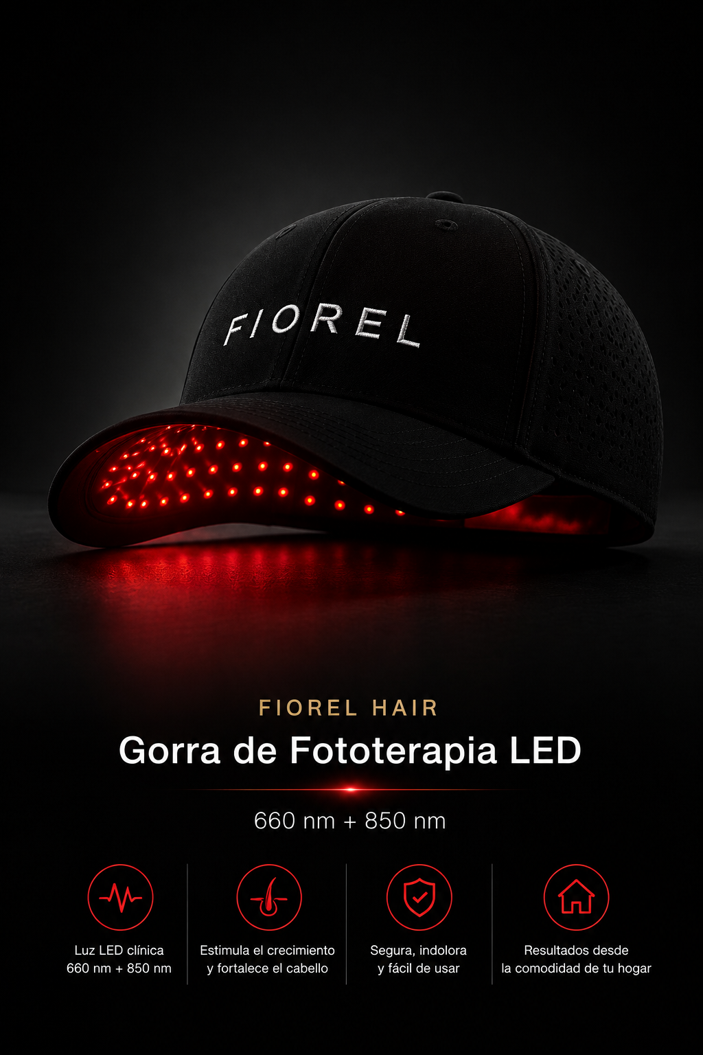 FIOREL Hair · Gorra de Fototerapia LED